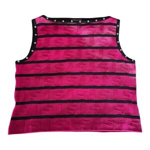 NWOT St. John Sport by Marie Gray Fuchsia and Black Striped Sleeveless Tank XL